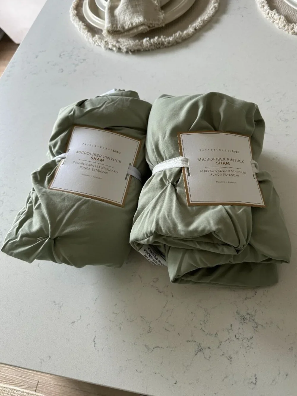 POTTERY BARN TEEN Set of 2 Microfiber Pintuck Standard Sham in Sage Green NWT